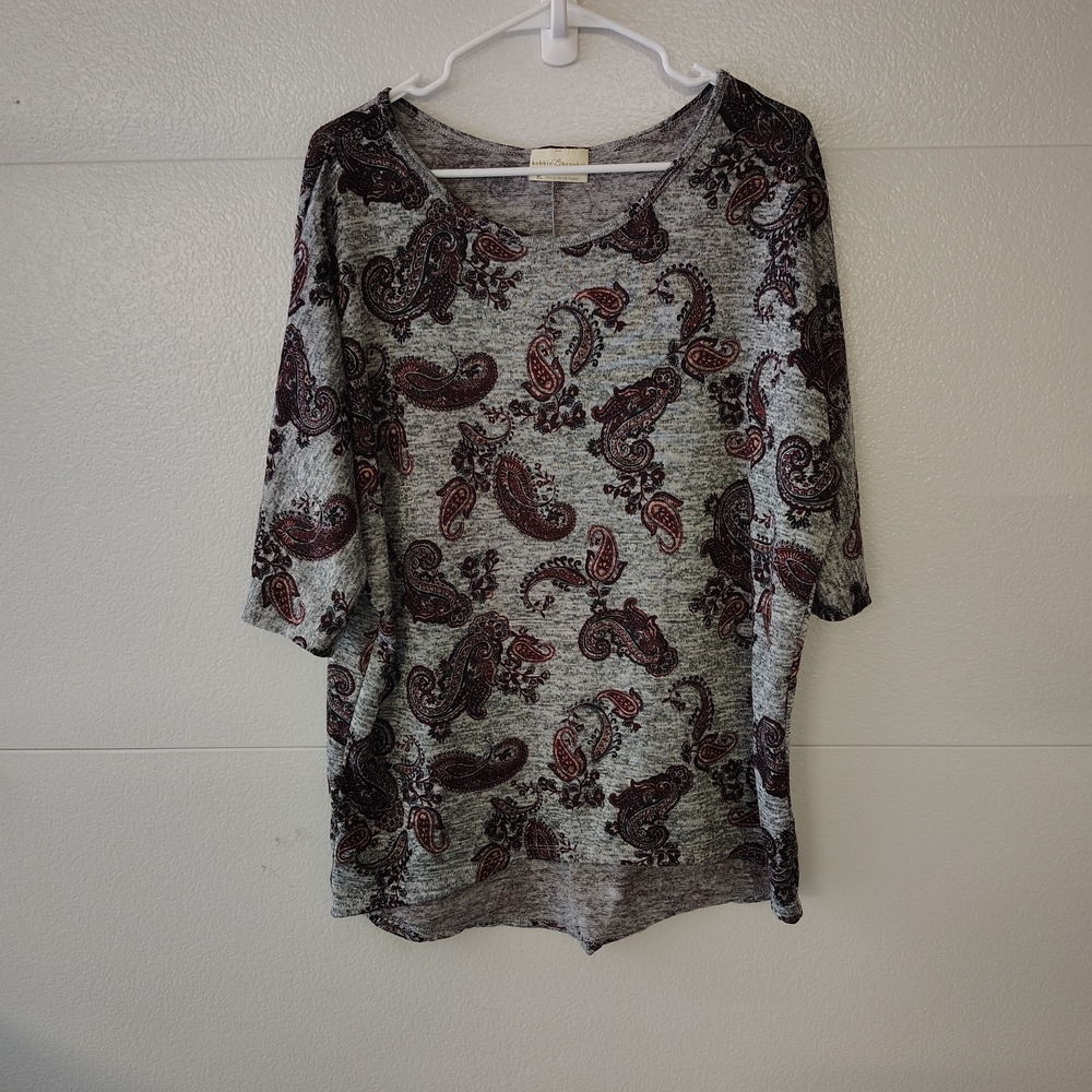 Paisley Print Women's Quarter Sleeve Top Size XL